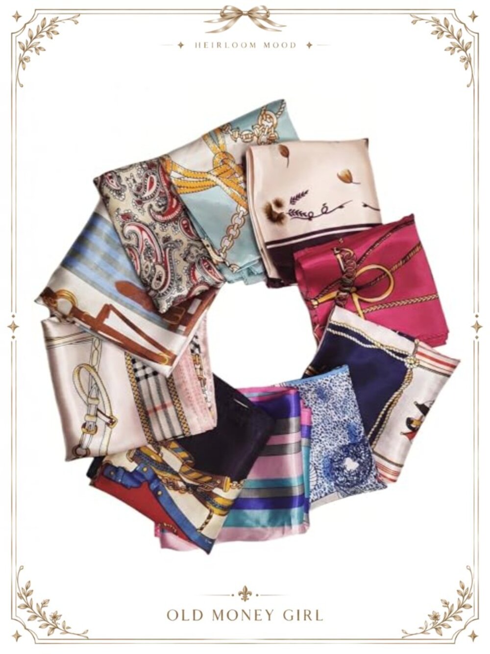10Pcs Silky Polyester Square Scarf Set Neckerchief Shawl Head Scarf 19.7in